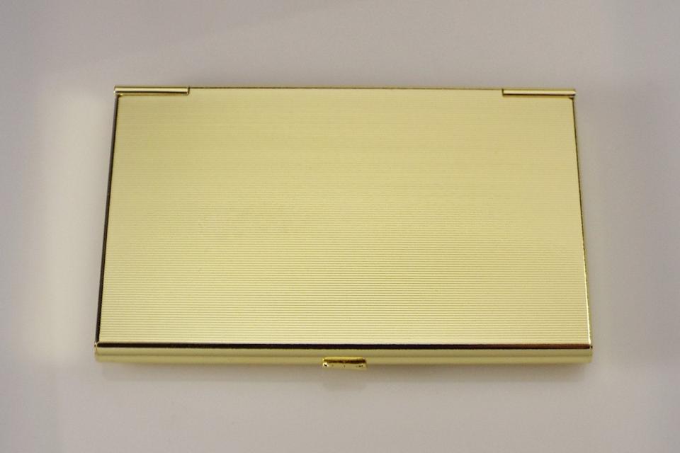 Custom Engraved Personalized Golden Business Card Case with Ribbed Design  -Hand Engraved