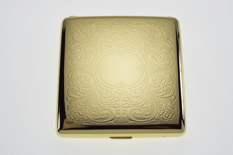 Personalized Golden Kings Cigarette Case Custom Engraved Double Sided Scroll Design  -Hand Engraved