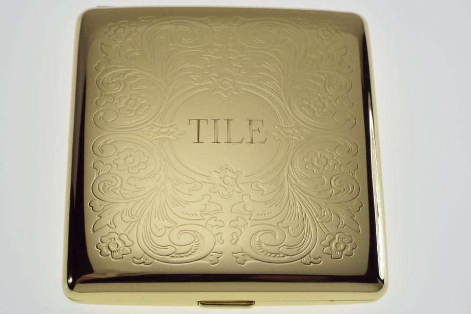 Personalized Golden Kings Cigarette Case Custom Engraved Double Sided Scroll Design -Hand Engraved