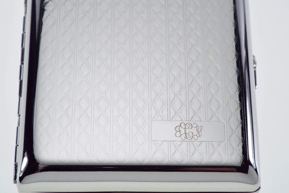 Cigarette Case Custom Engraved Personalized Double Sided 100s Cigarette Case with Diamond Pattern  -Hand Engraved