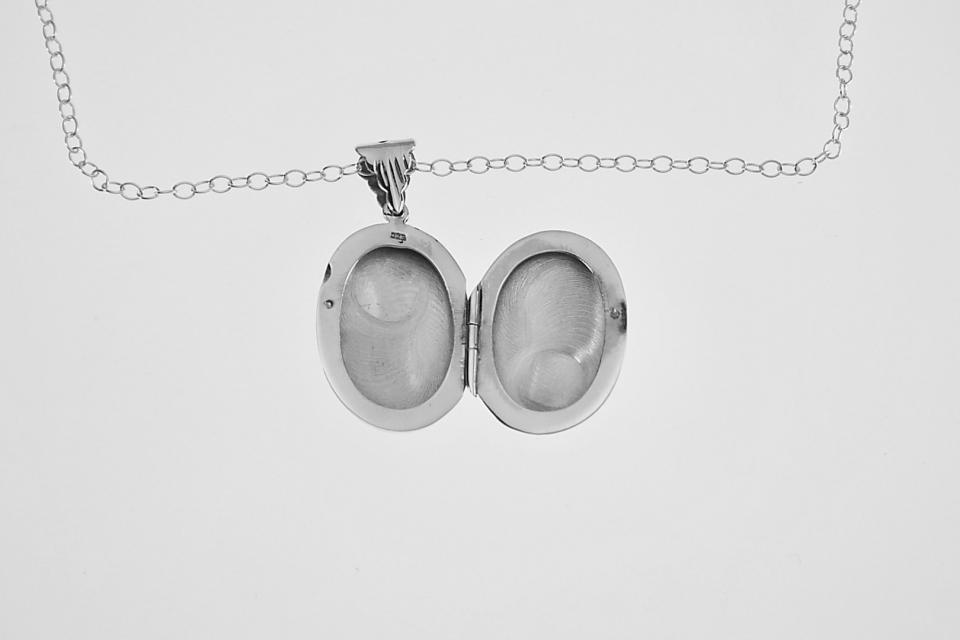 Personalized Locket Sterling Silver Custom Engraved Oval Locket 1 Inch with Border - Hand Engraved
