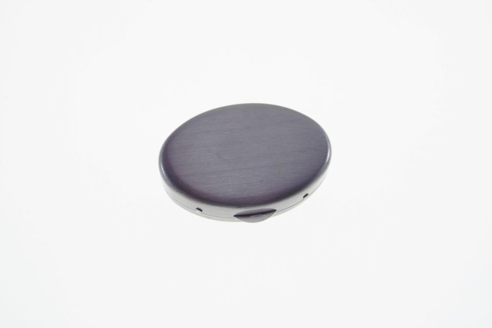 Custom Engraved Pill Box Personalized Silver Oval with Scroll Border Two Compartments and Inside Mirror -Hand Engraved