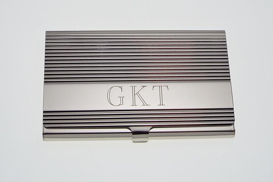 Custom Engraved Personalized Business Card Case with Ribbed Design  -Hand Engraved