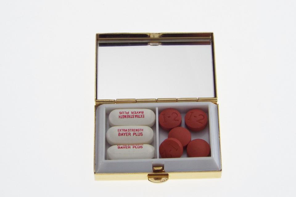 Custom Engraved Personalized Pill Box Small Rectangular Gold Tone With Double Compartment and Mirror  -Hand Engraved