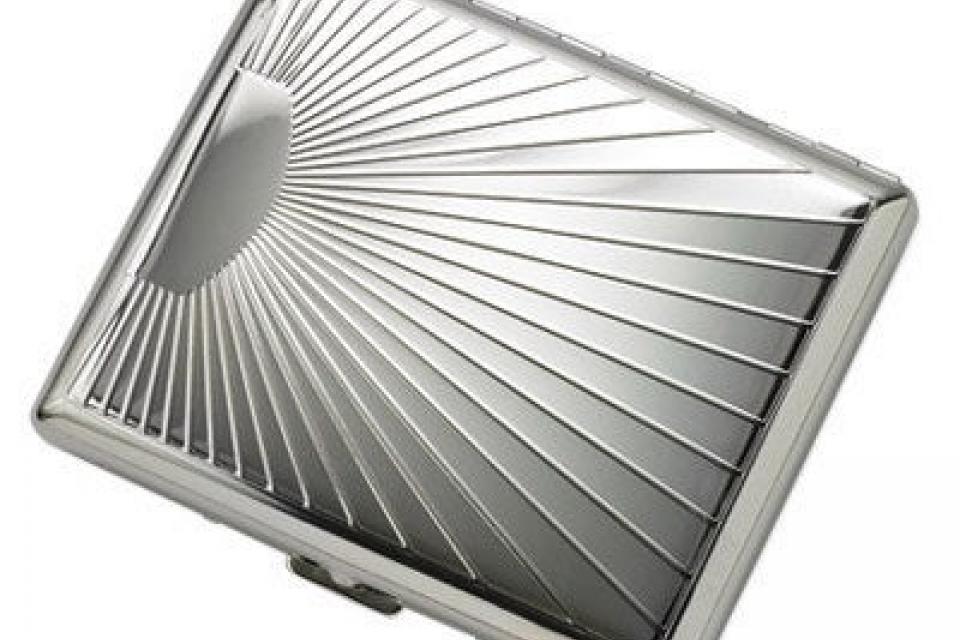 Cigarette Case Custom Engraved Personalized Double Sided Sun Ray Design 100s Cigarette Case -Hand Engraved