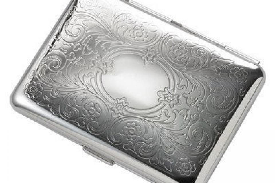 Custom Engraved Personalized Kings Cigarette Case or Business Card Case Double Sided Scroll Design  -Hand Engraved