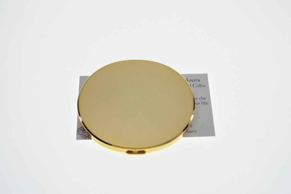 Custom Engraved Flat Compact Mirror Personalized Gold Plated Super Slim Purse Mirror  - Hand Engraved