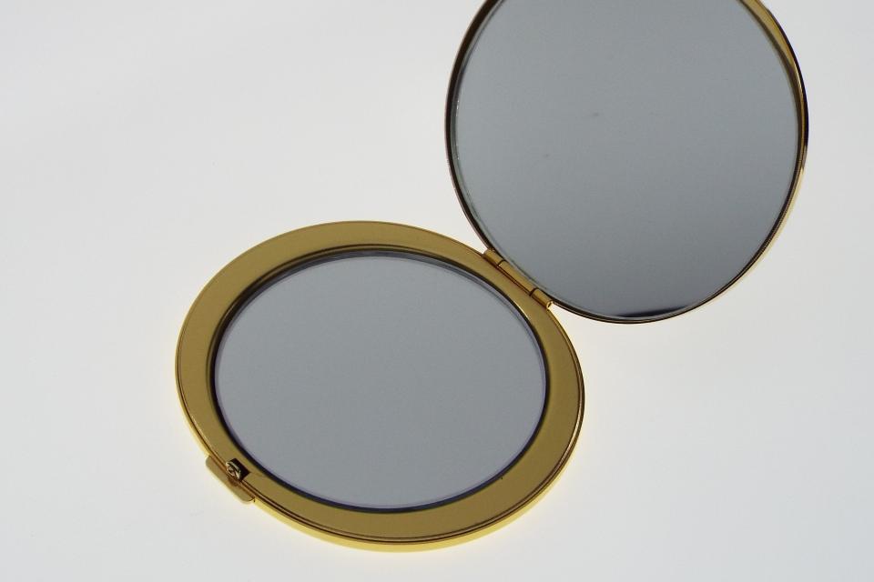 Custom Engraved Flat Compact Mirror Personalized Gold Plated Super Slim Purse Mirror  - Hand Engraved