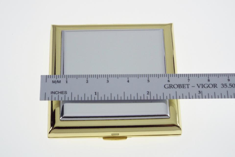 Personalized Compact Mirror Square Two Tone Gold Plated with Silver Top Engraved Purse Mirror - Hand Engraved