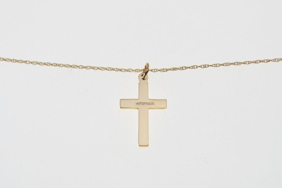 Personalized Custom Engraved Small Gold Filled Cross Pendant - Hand Engraved