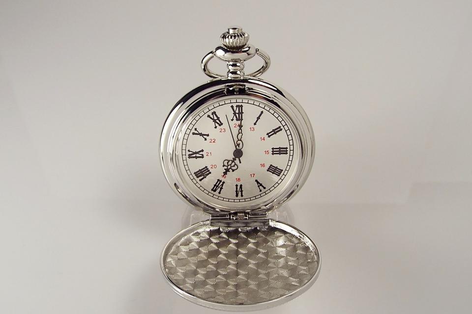 Personalized Silver Pocket Watch With Engraved Monogram