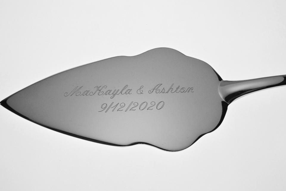 Wedding Cake Server Set Custom Engraved Personalized Serving Set - Hand Engraved