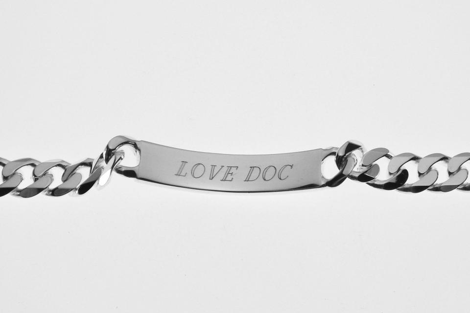 Custom Engraved ID Bracelet Sterling Silver 8 Inch Length Personalized Heavy Curb Link- Hand Engraved