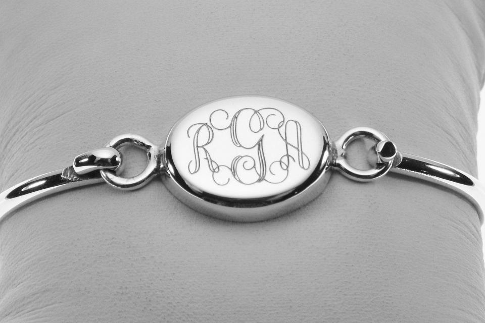 Sterling Silver Personalized Heart Bangle Bracelet with Paw Print Charm |  Ross-Simons