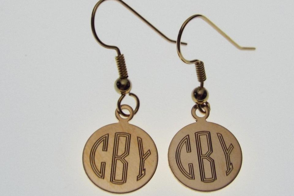 Monogram Earrings Personalized Petite 1/2 Inch Gold Filled Round Disc Choose Lever Back or Wires - Custom Engraved