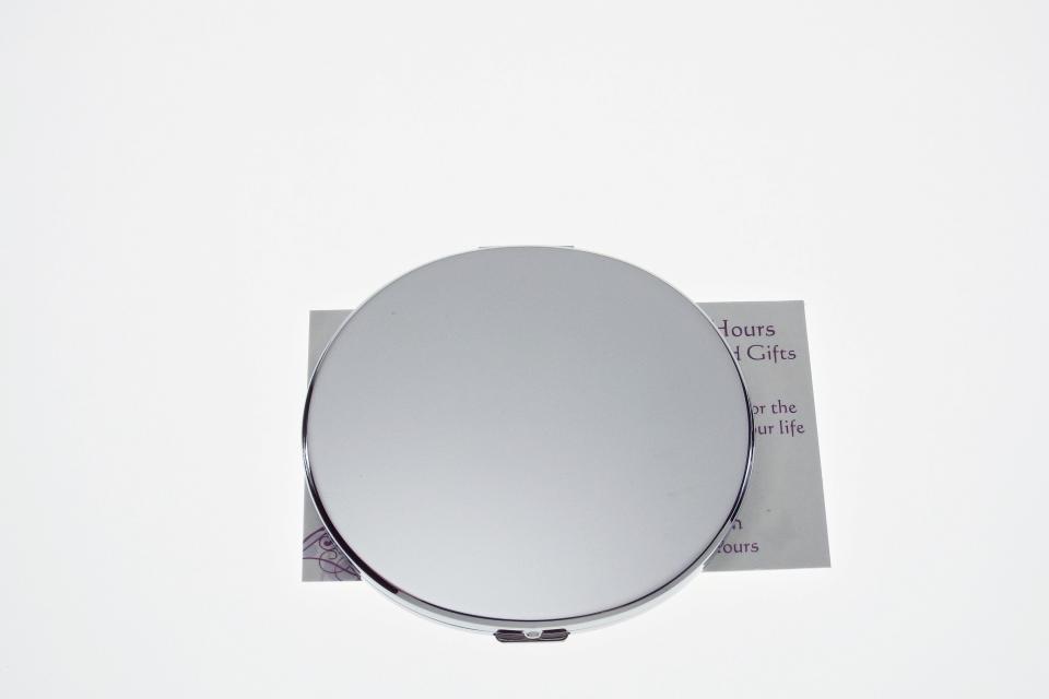 Custom Engraved Flat Compact Mirror Personalized Silver Plated Super Slim Purse Mirror - Hand Engraved