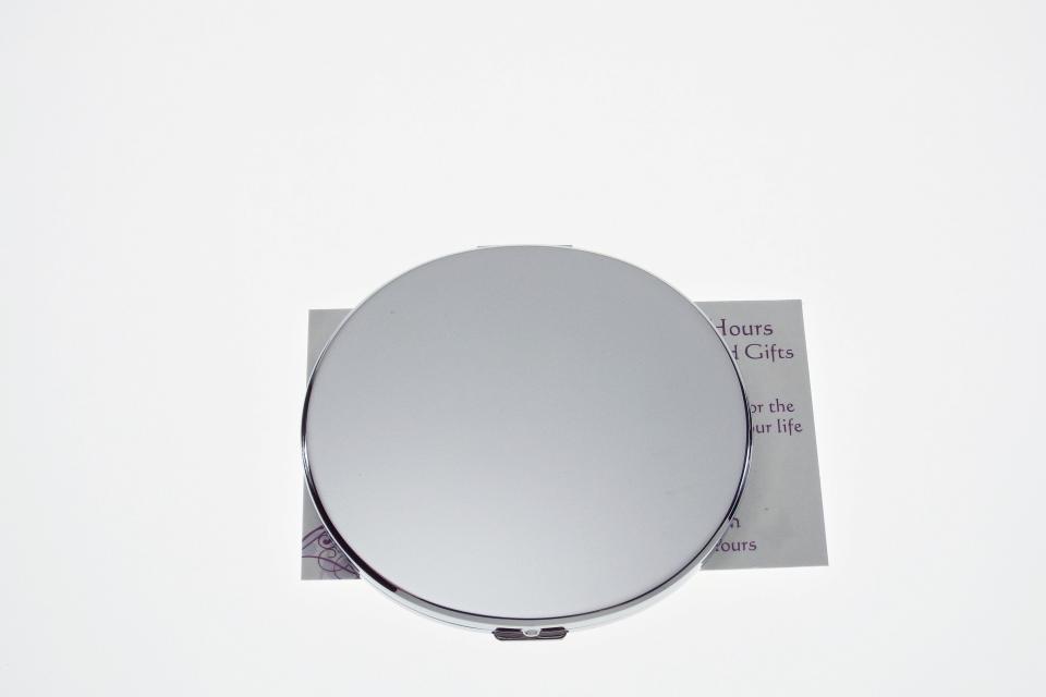 Custom Engraved Flat Compact Mirror Personalized Silver Plated Super Slim Purse Mirror  - Hand Engraved