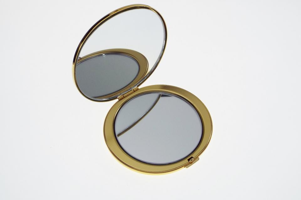 Custom Engraved Flat Compact Mirror Personalized Gold Plated Super Slim Purse Mirror - Hand Engraved