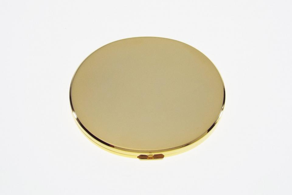 Custom Engraved Flat Compact Mirror Personalized Gold Plated Super Slim Purse Mirror - Hand Engraved
