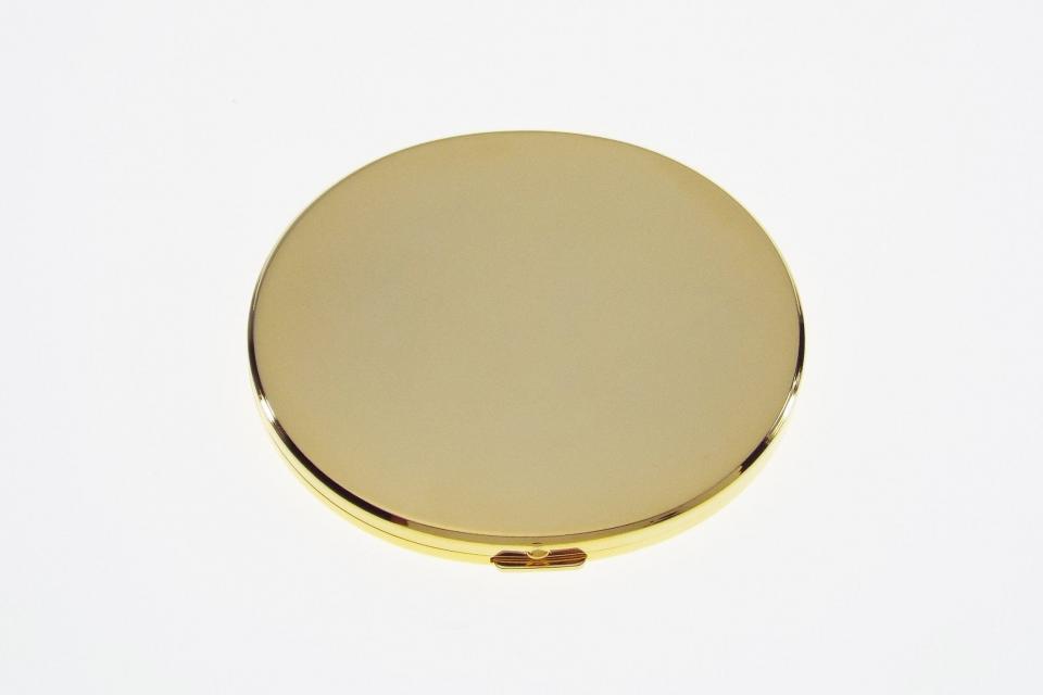 Custom Engraved Flat Compact Mirror Personalized Gold Plated Super Slim Purse Mirror  - Hand Engraved