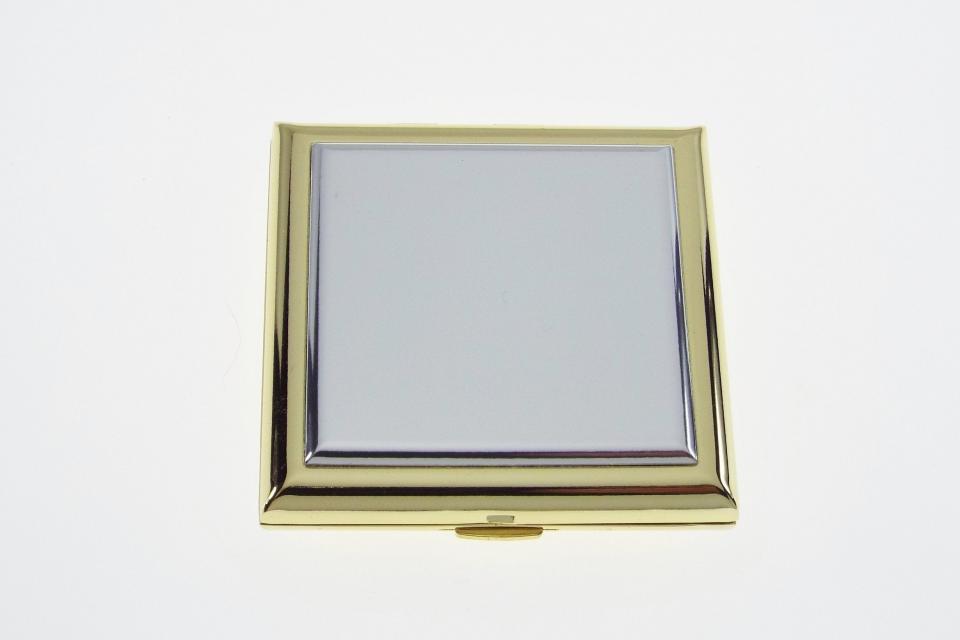 Personalized Compact Mirror Square Two Tone Gold Plated with Silver Top Engraved Purse Mirror  - Hand Engraved