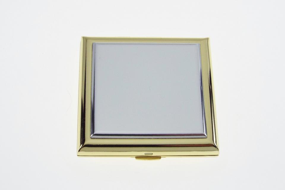 Personalized Compact Mirror Square Two Tone Gold Plated with Silver Top Engraved Purse Mirror - Hand Engraved