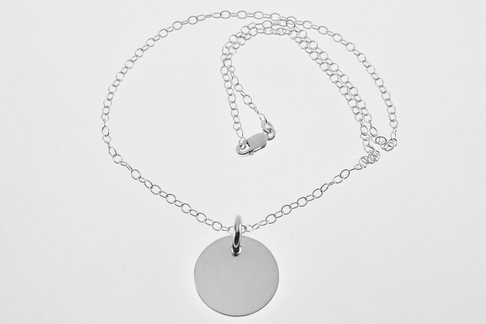 Sterling Silver Monogram Engraved Disc Charm Necklace