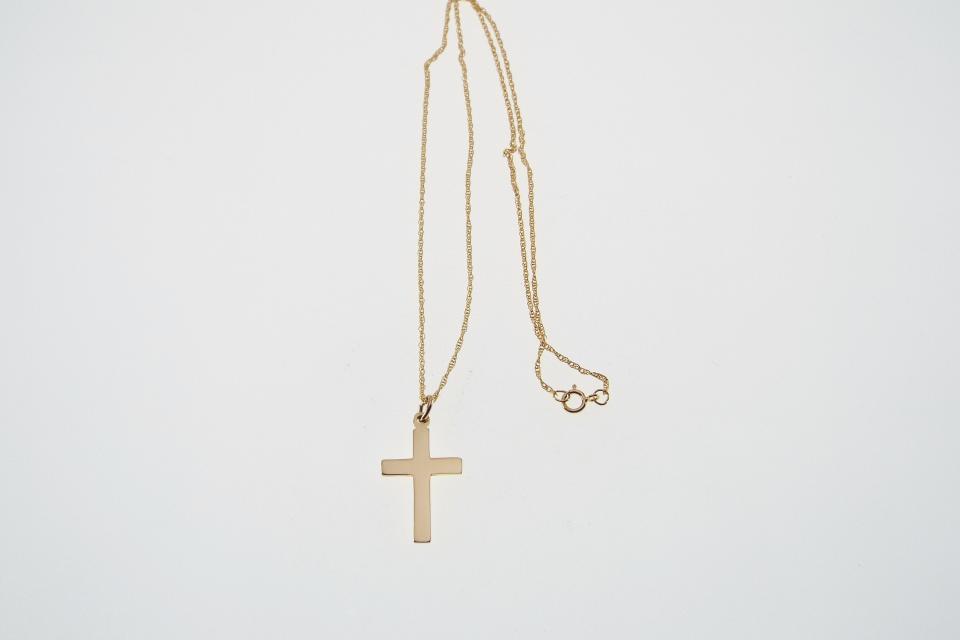 Personalized Custom Engraved Small Gold Filled Cross Pendant - Hand Engraved