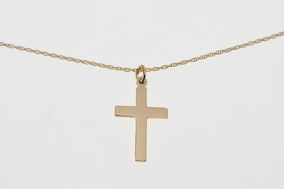 Personalized Custom Engraved Small Gold Filled Cross Pendant - Hand Engraved