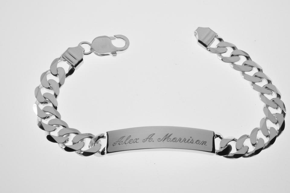 Engravable Bar Link Bracelet, Sterling silver