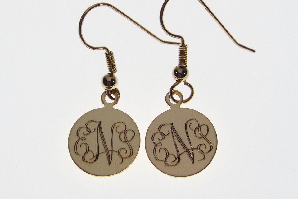 Monogram Earrings Personalized Petite 1/2 Inch Gold Filled Round Disc Choose Lever Back or Wires - Custom Engraved