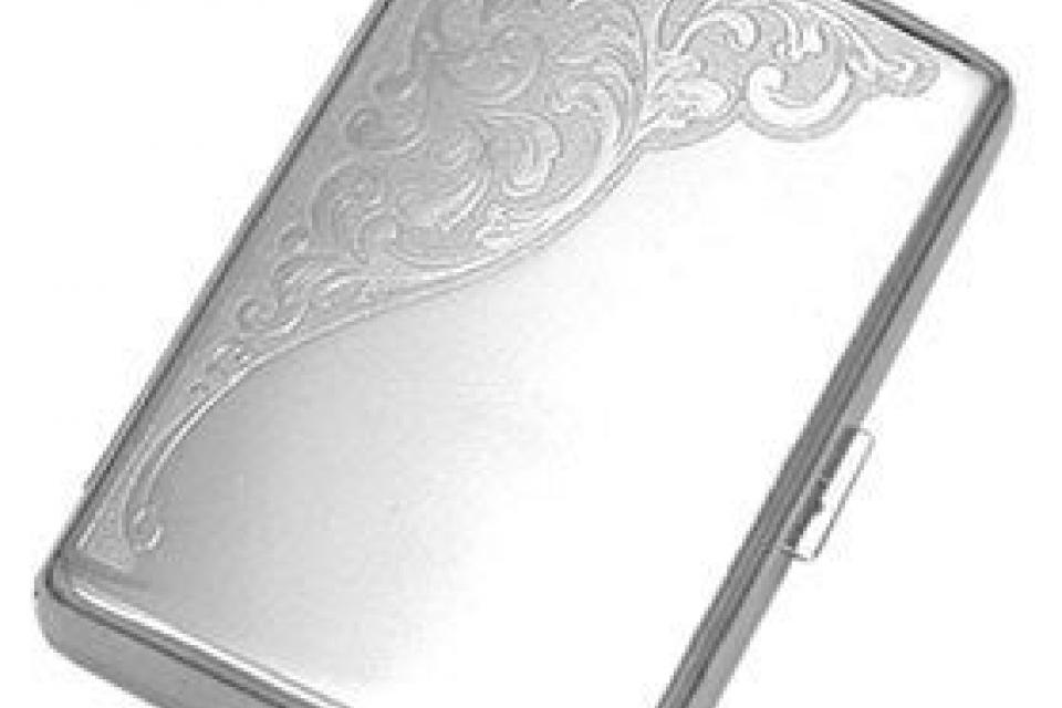 Custom Engraved Personalized Double Sided 100s Cigarette Case with Scroll Accent  -Hand Engraved