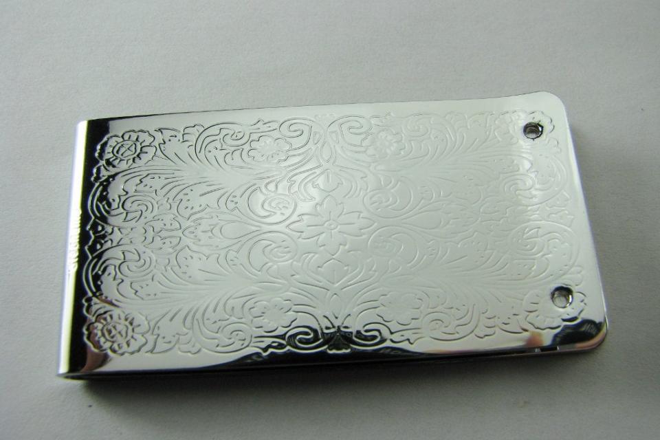 Engraved Money Clip Custom Engraved Personalized Money Clip with Scroll Design -Hand Engraved