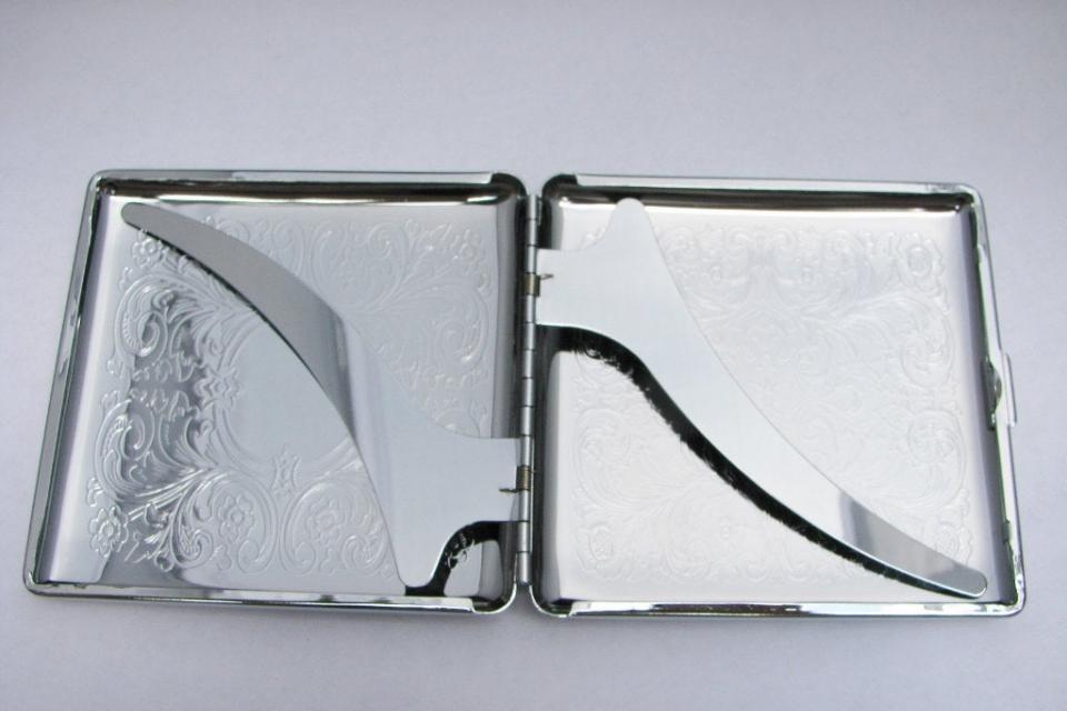Cigarette Case Custom Engraved Personalized Double Sided King Size Scroll Design -Hand Engraved