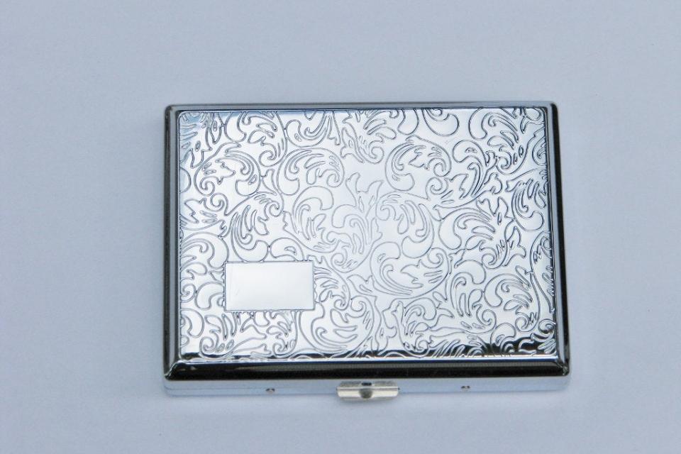 Custom Engraved Personalized Cigarette Case Double Sided 100s Case with Paisley Design  -Hand Engraved