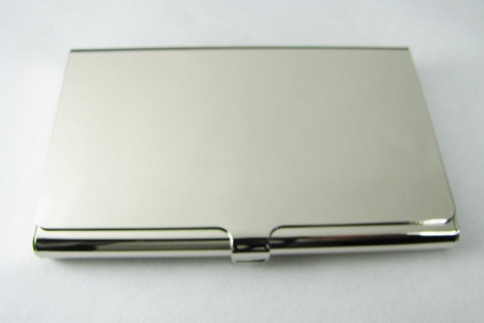 Custom Engraved Personalized High Polish Silver Business Card Holder  -Hand Engraved