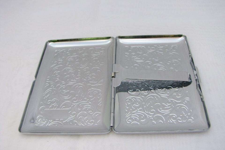 Custom Engraved Business Card Case Paisley Design Business Card or Single Sided Cigarette Case  -Hand Engraved