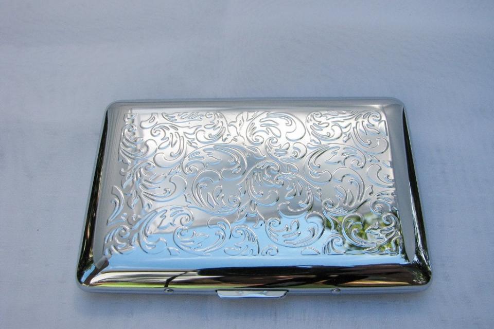 Custom Engraved Business Card Case Paisley Design Business Card or Single Sided Cigarette Case  -Hand Engraved