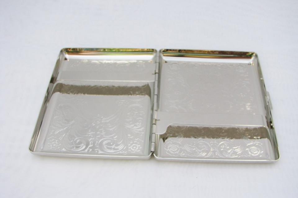 Cigarette Case Personalized Custom Engraved Double Sided Scroll Design 100s Cigarette Case -Hand Engraved