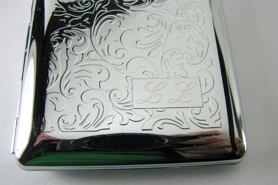 Custom Engraved Business Card Case Paisley Design Business Card or Single Sided Cigarette Case -Hand Engraved