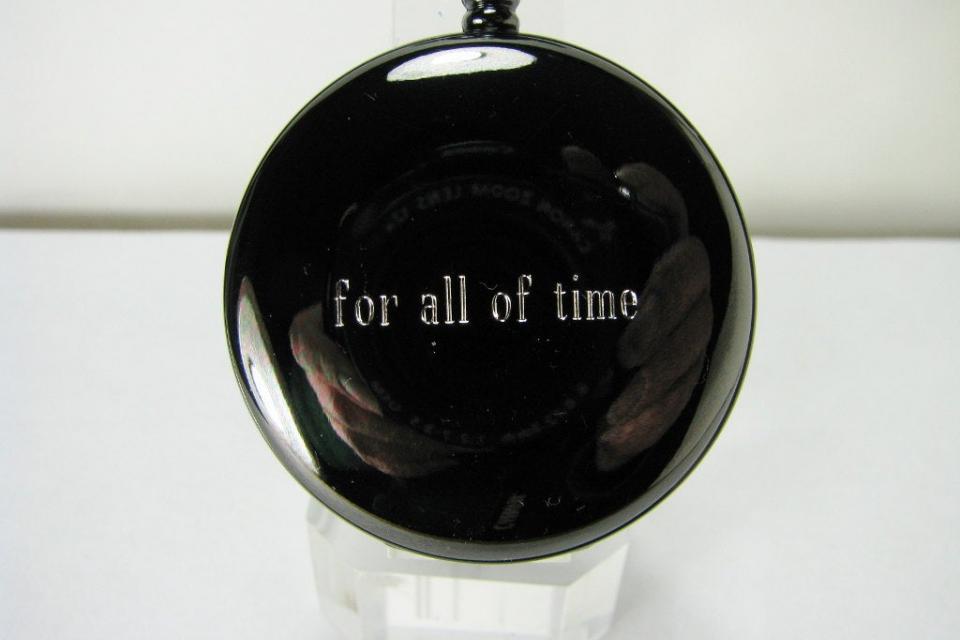 Personalized Pocket Watch Custom Engraved Gloss Black Quartz Pocket Watch with White Dial - Hand Engraved