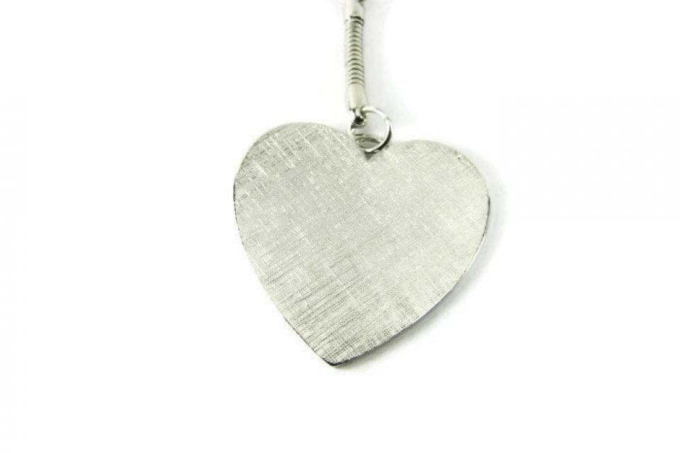 Personalized Keychain Custom Engraved Silver Heart Couples Key Chain -Hand Engraved