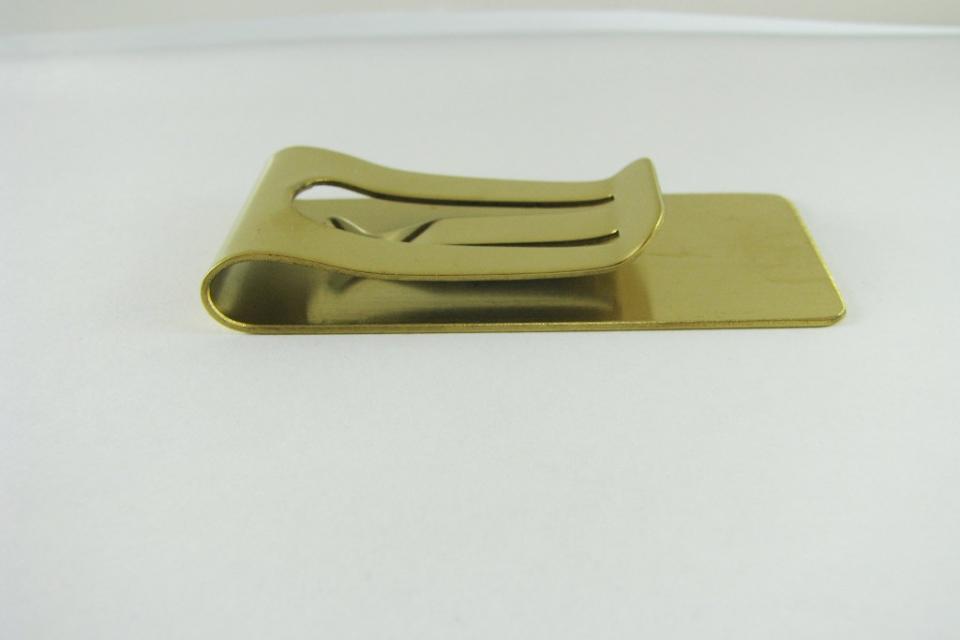Custom Engraved Personalized Money Clip Gold Tone High Polish Wide - Hand Engraved