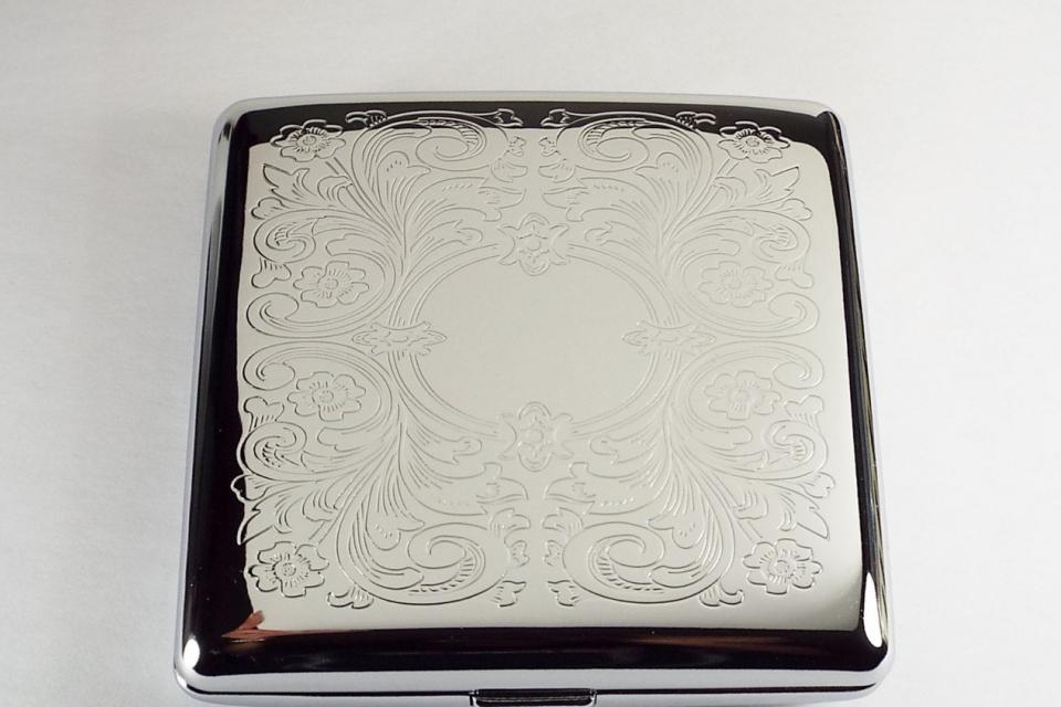 Cigarette Case Custom Engraved Personalized Double Sided King Size Scroll Design -Hand Engraved