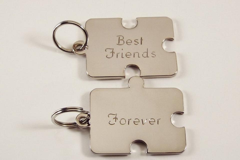 Engraved Key Chain Set - A Unique Gift for Your Best Friend or Special Someone -Customized with Your Personal Message