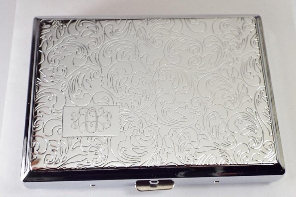 Custom Engraved Personalized Cigarette Case Double Sided 100s Case with Paisley Design -Hand Engraved