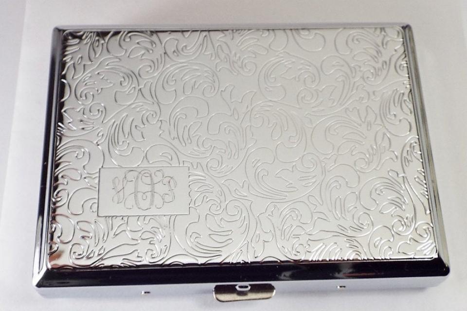 Custom Engraved Personalized Cigarette Case Double Sided 100s Case with Paisley Design  -Hand Engraved