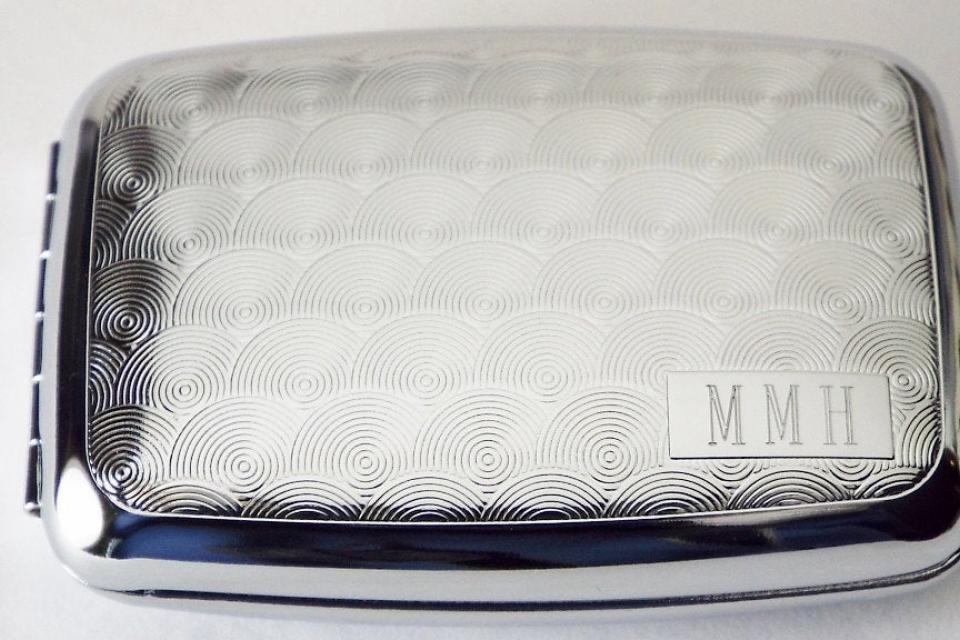 Pill Box Custom Engraved Personalized Spirals Design Silver Pill Box -Hand Engraved