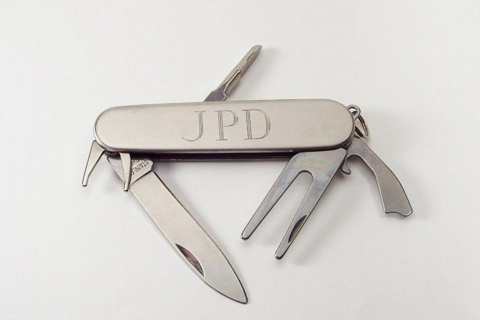 Pocket Knife and Golf Tools Custom Engraved Personalized Stainless Steel Multi Function Golf Tool - Hand Engraved