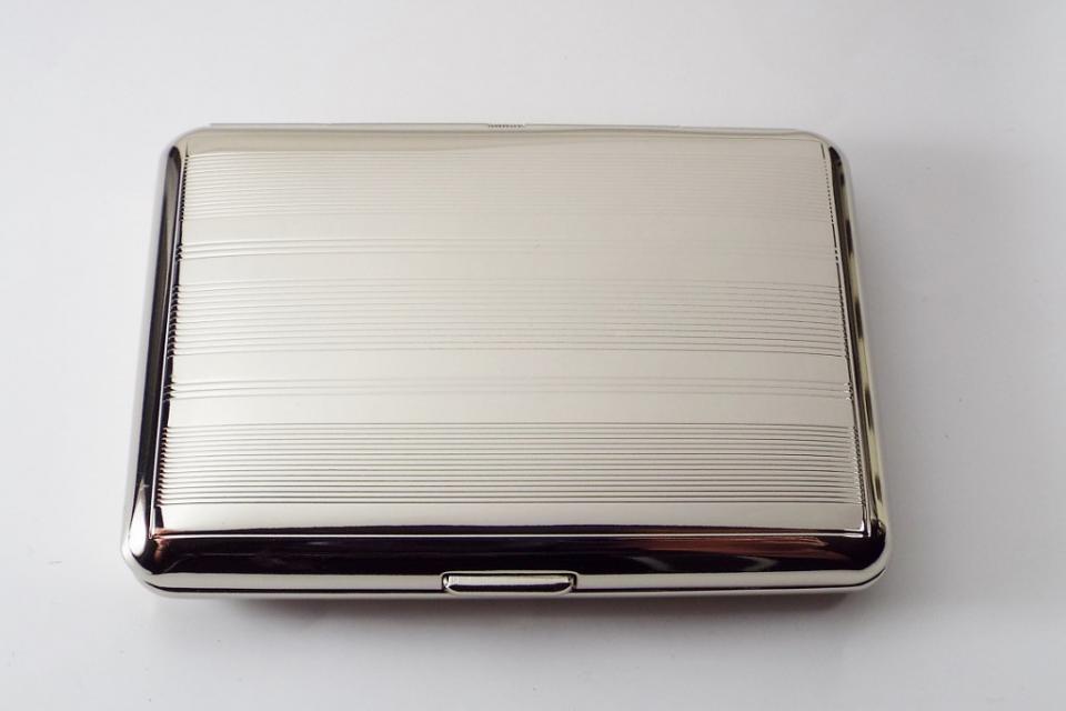 Custom Engraved Business Card Case Personalized Double Sided Linear Design or Kings Cigarette Case -Hand Engraved